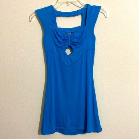SKY Women's Celeb Style MinI Dress w 3-Layer Blue Rhinestone Accent Size XS - Picture 1 of 8